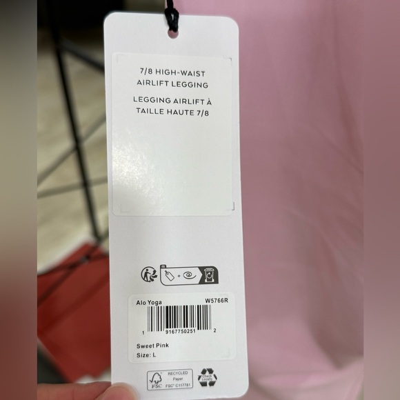 Alo Yoga Airlift High-Waist 7/8 Leggings Sweet Pink Size L NWT - Picture 5 of 5